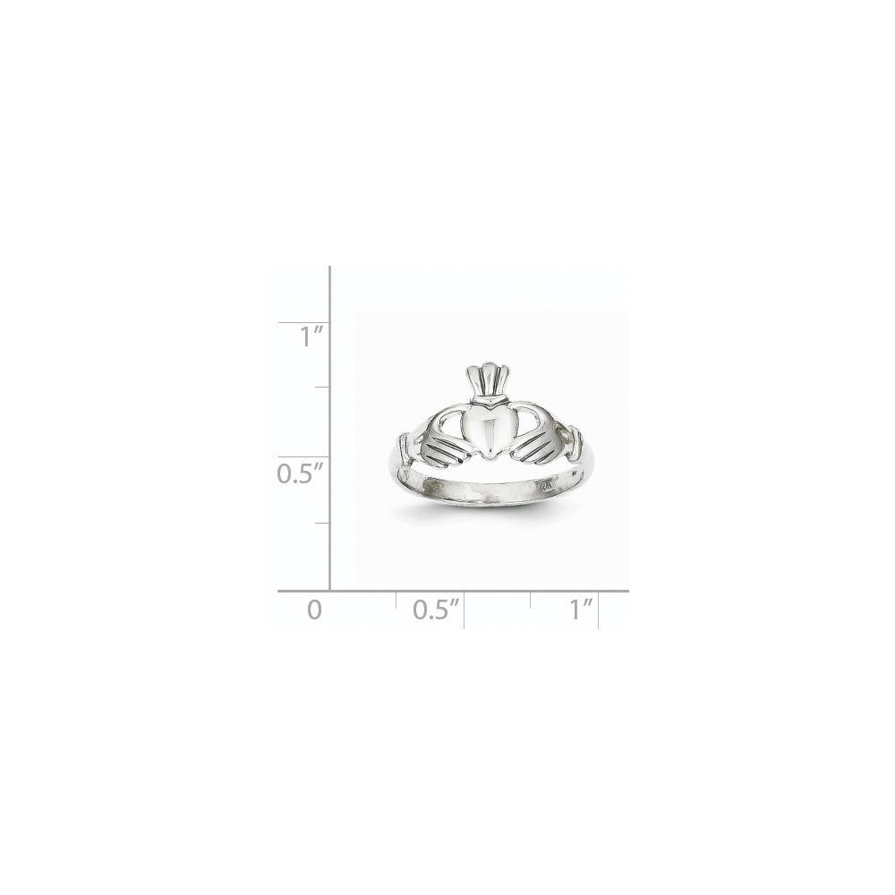 10k White Gold Polished Ladies Claddagh Ring