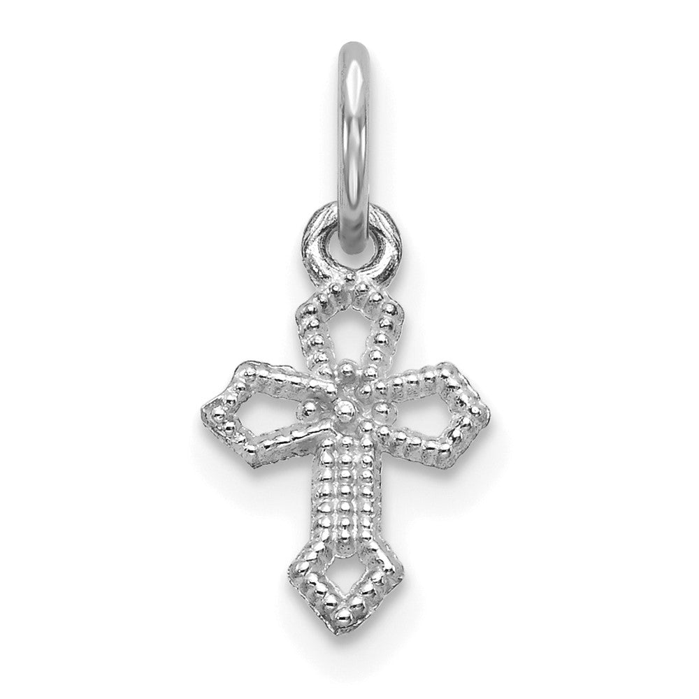 10K White Gold Passion Cross Charm