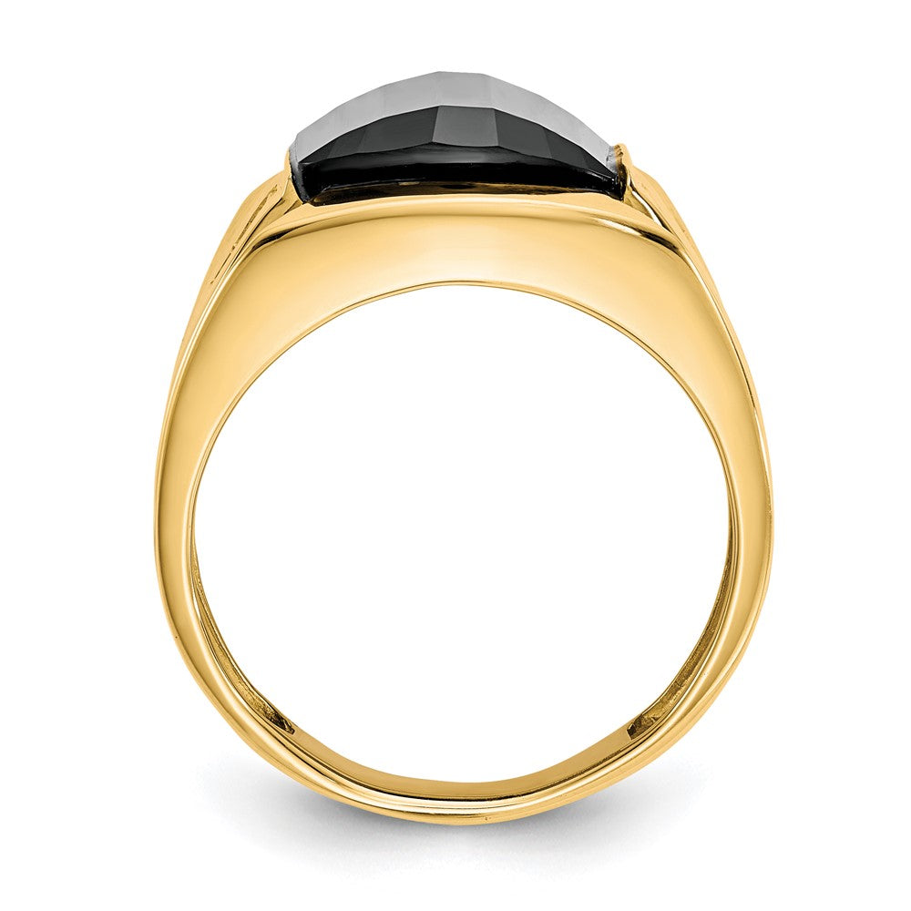IB Goodman 10k Mens Diamond and 11.75x10 Barrel Black Onyx Ring
