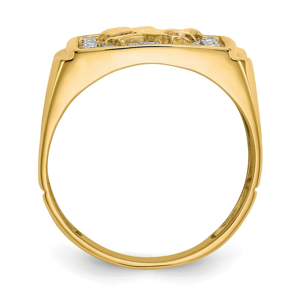 IB Goodman 10k and White Rhodium Mens 1/8 carat Diamond Eagle Ring