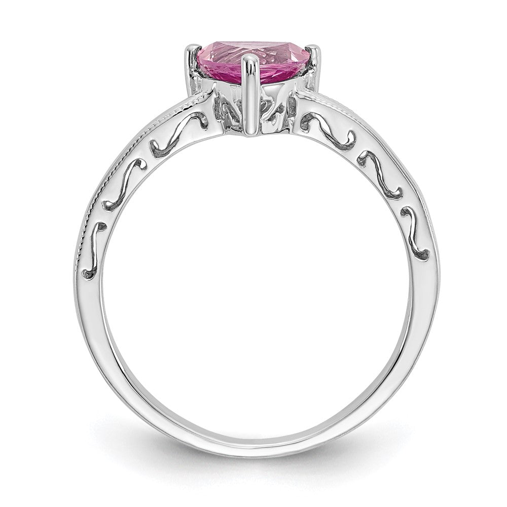 10k White Gold Trillion Lab Created Pink Sapphire Ring