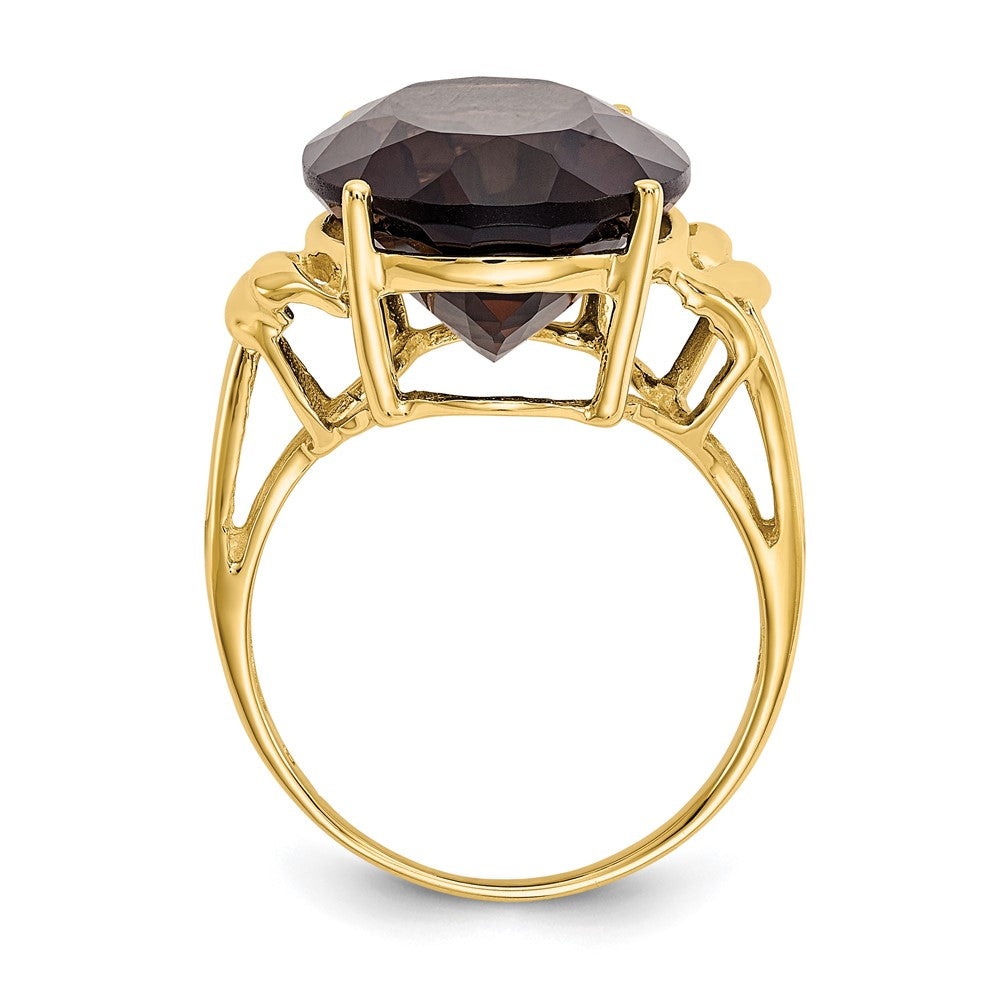 10k 18x Oval Smoky Quartz Ring