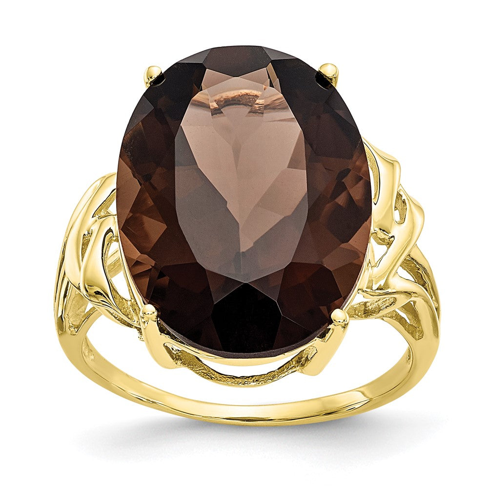 10k 18x Oval Smoky Quartz Ring