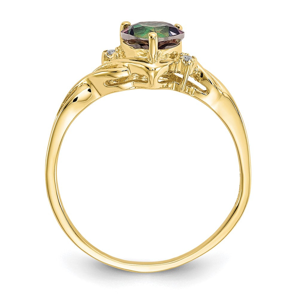 10k Heart Mystic Fire Topaz and .01 carat Diamond Ring