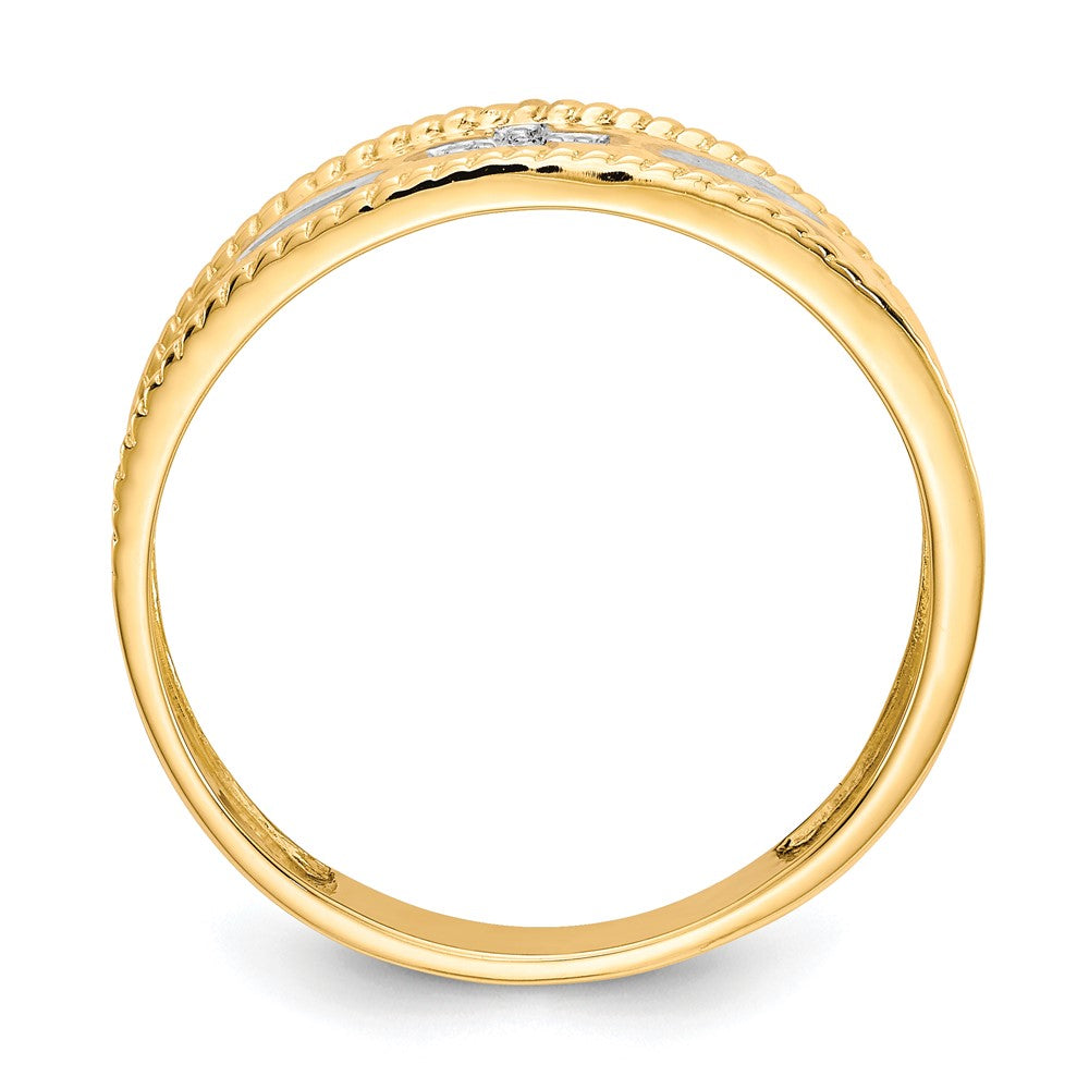 IB Goodman 10k and White Rhodium Mens .01ct. Diamond Trio Cross Wedding Band