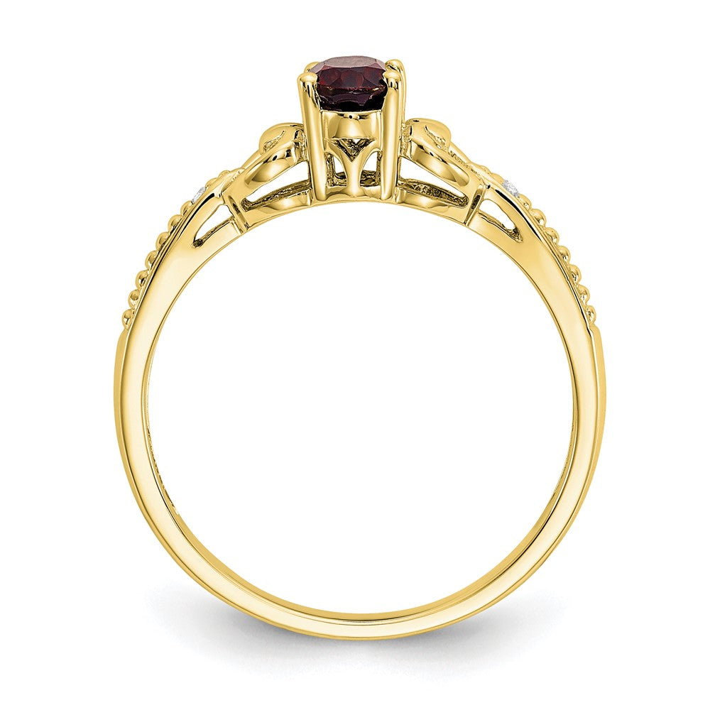 10k 6x Oval January/ Garnet and Diamond Size 7 Ring
