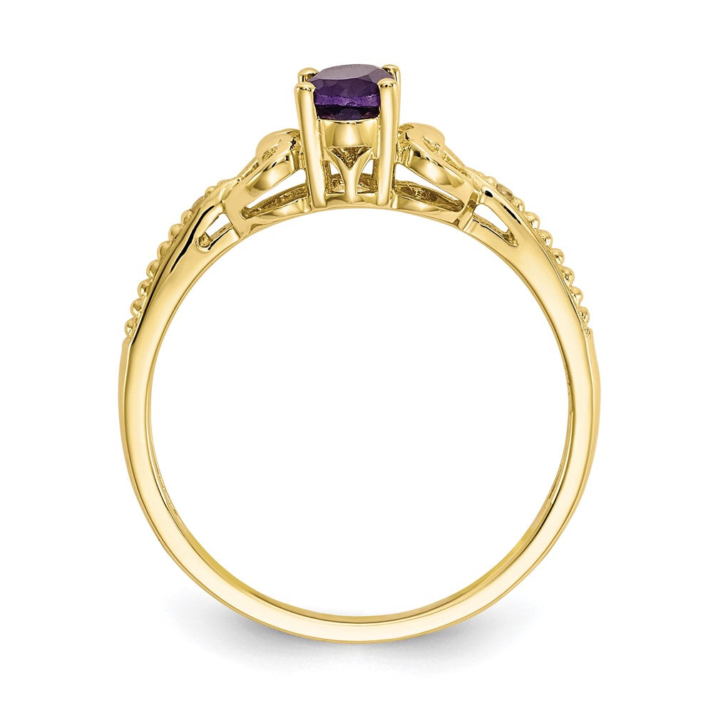10k 6x Oval February/ Amethyst and Diamond Size 7 Ring
