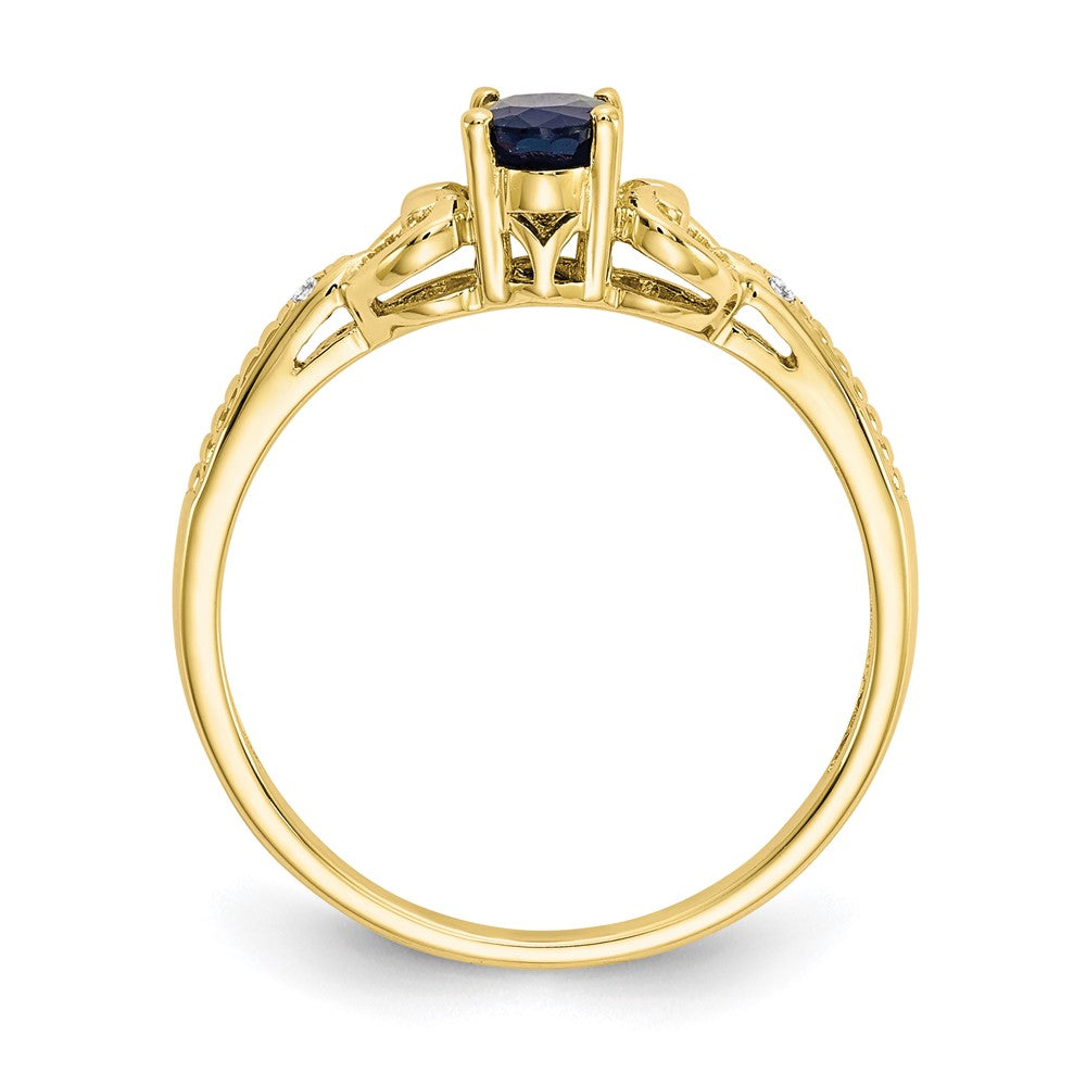 10k 6x Oval September/ Sapphire and Diamond Size 7 Ring
