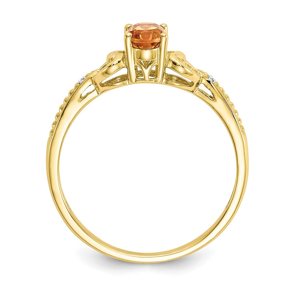 10k 6x Oval November/ Citrine and Diamond Size 7 Ring