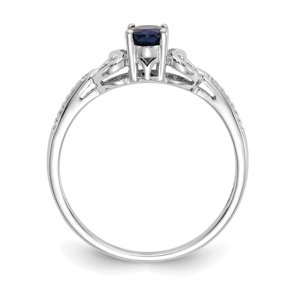 10k White Gold 6x Oval September/ Sapphire and Diamond Size 7 Ring