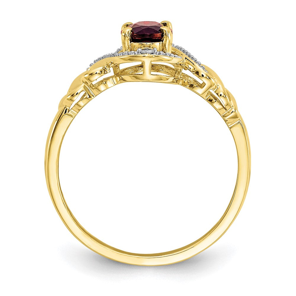 10k 7x Oval January/ Garnet and Diamond Size 7 Ring