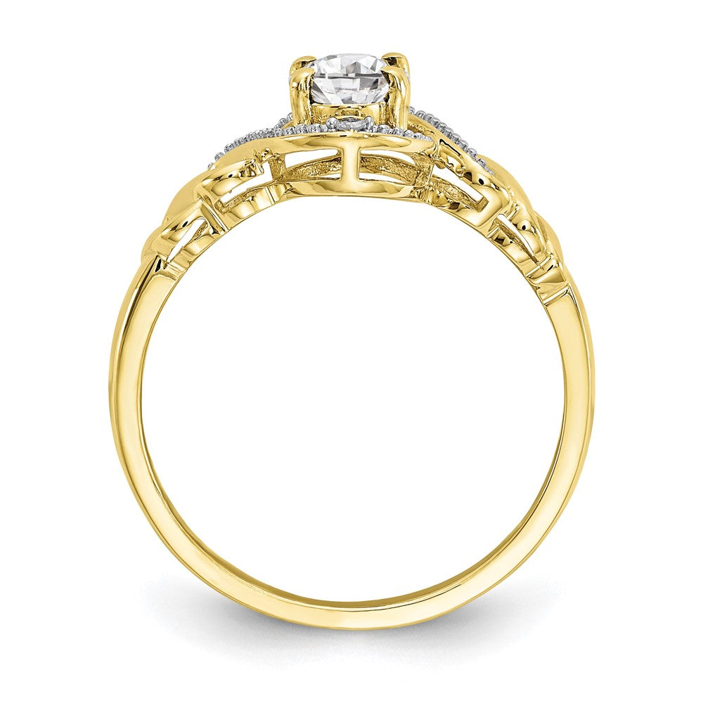 10k 7x Oval April/ White Topaz and Diamond Size 7 Ring