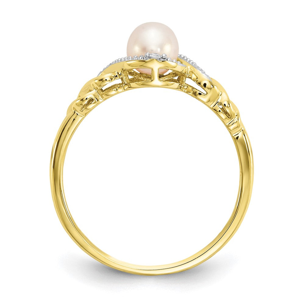 10K June/ Freshwater Cultured Pearl and Diamond Size 7 Ring