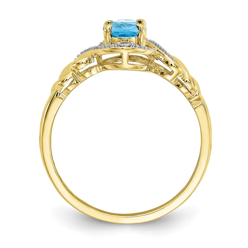 10k 7x Oval December/ Light Swiss Blue Topaz and Diamond Size 7 Ring