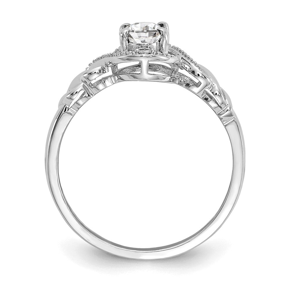 10k White Gold 7x Oval April/ White Topaz and Diamond Size 7 Ring