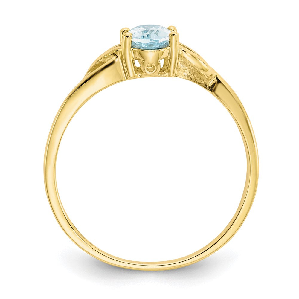 10k Polished 6x Oval Genuine March/ Aquamarine Birthstone Size 7 Ring