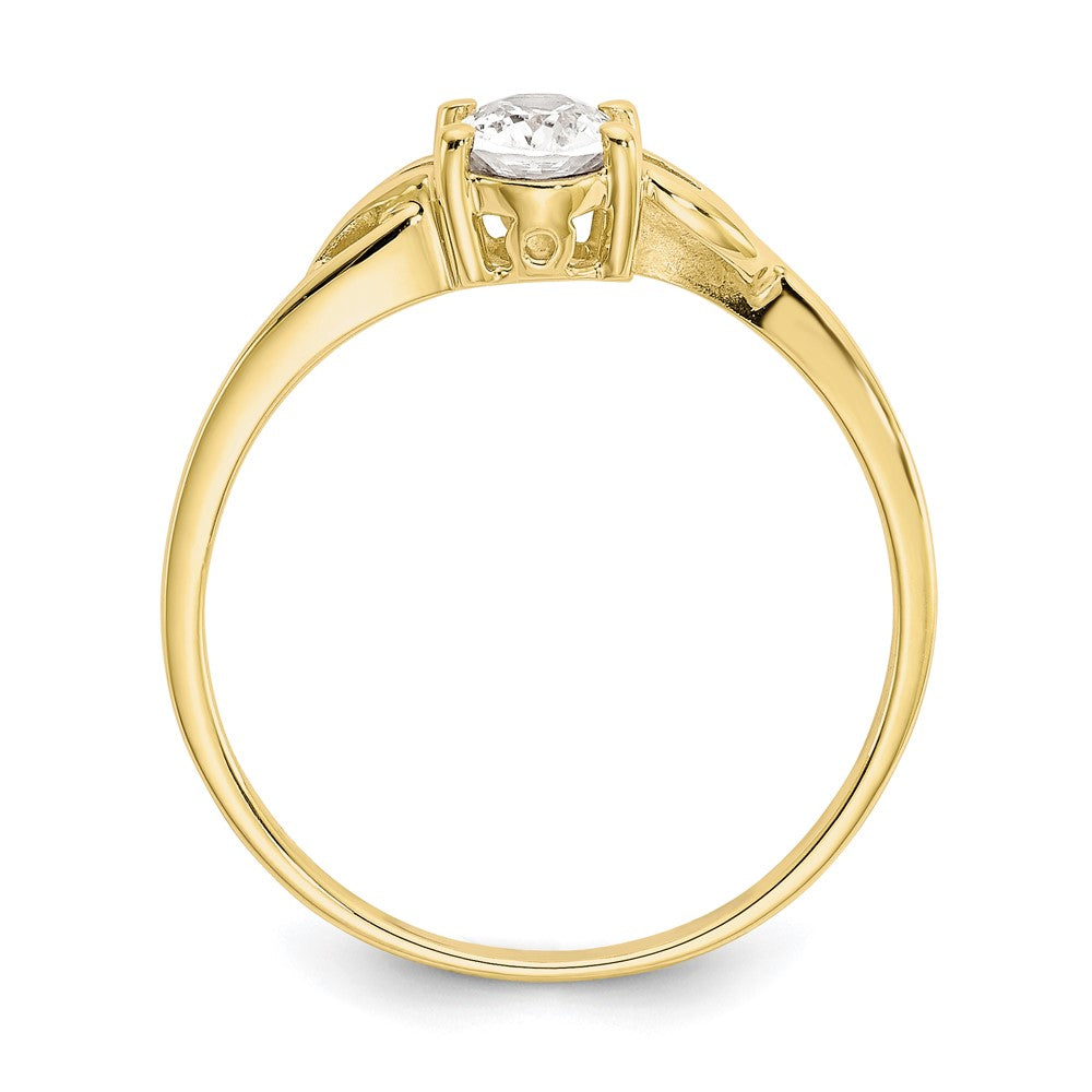 10k Polished 6x Oval Genuine April/ White Topaz Birthstone Size 7 Ring