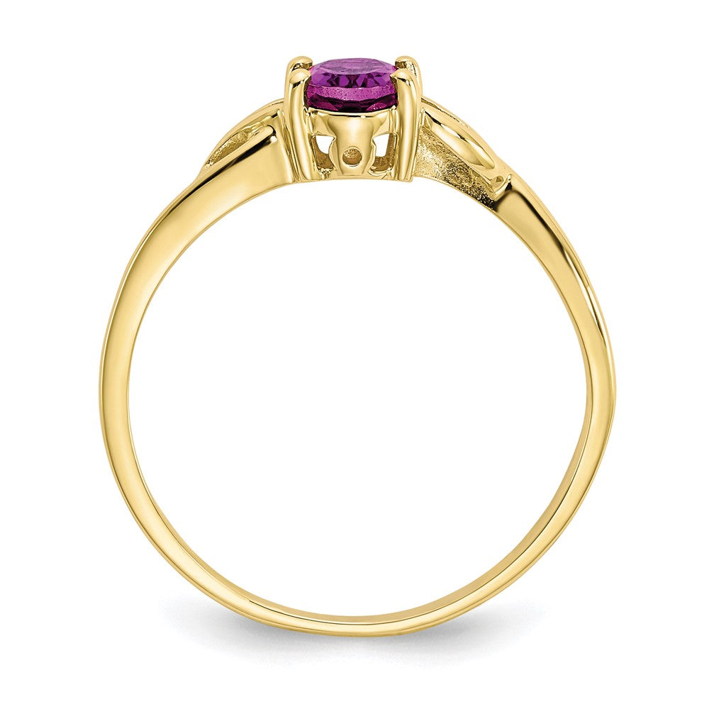 10k Polished 6x Oval Genuine June/ Rhodolite Garnet Birthstone Size 7 Ring