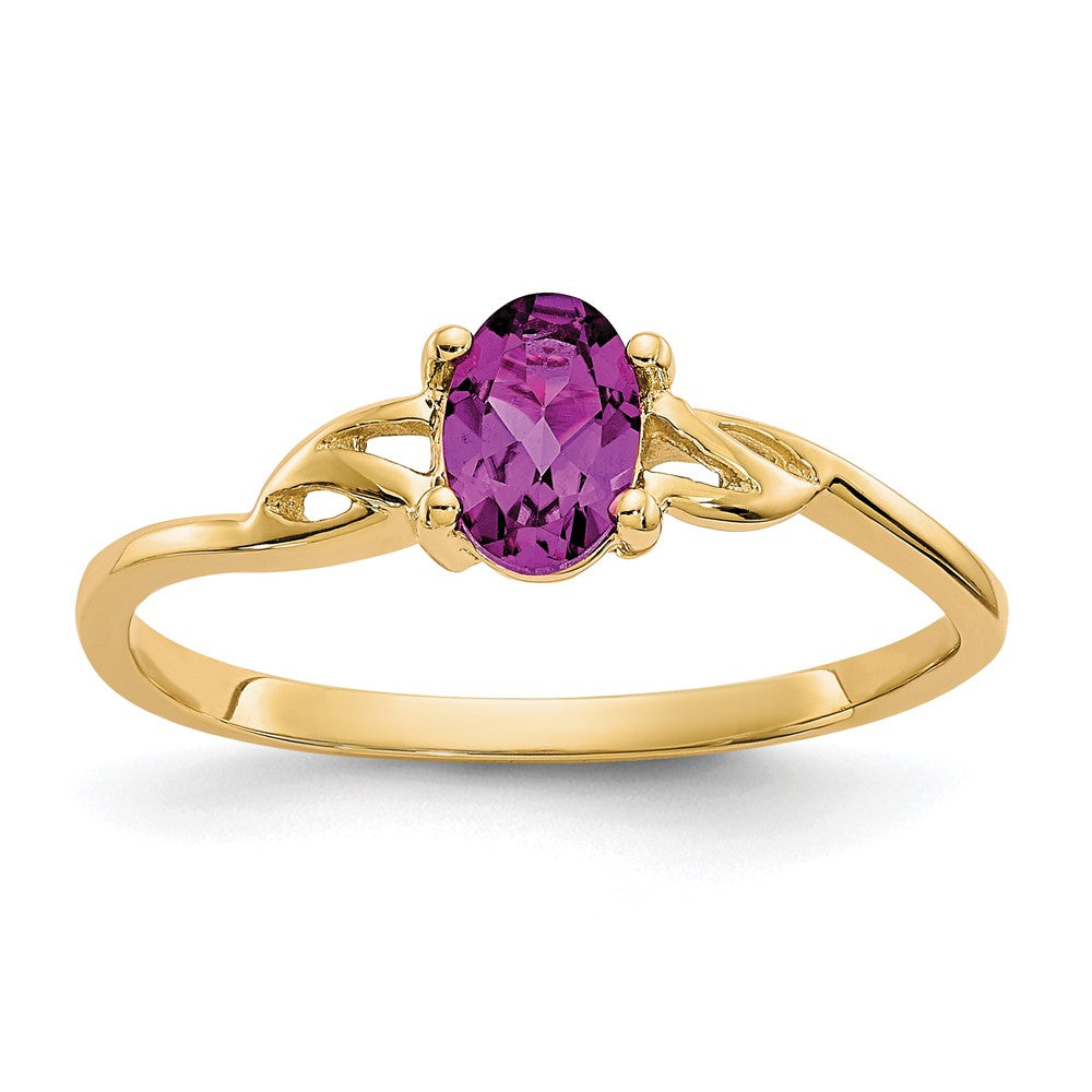10k Polished 6x Oval Genuine June/ Rhodolite Garnet Birthstone Size 7 Ring