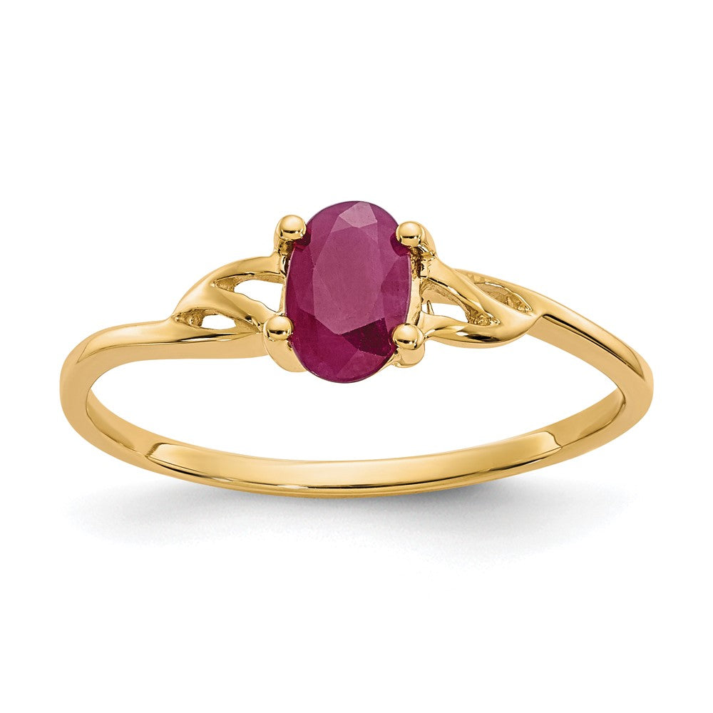 10k Polished 6x Oval Genuine July/ Ruby Birthstone Size 7 Ring