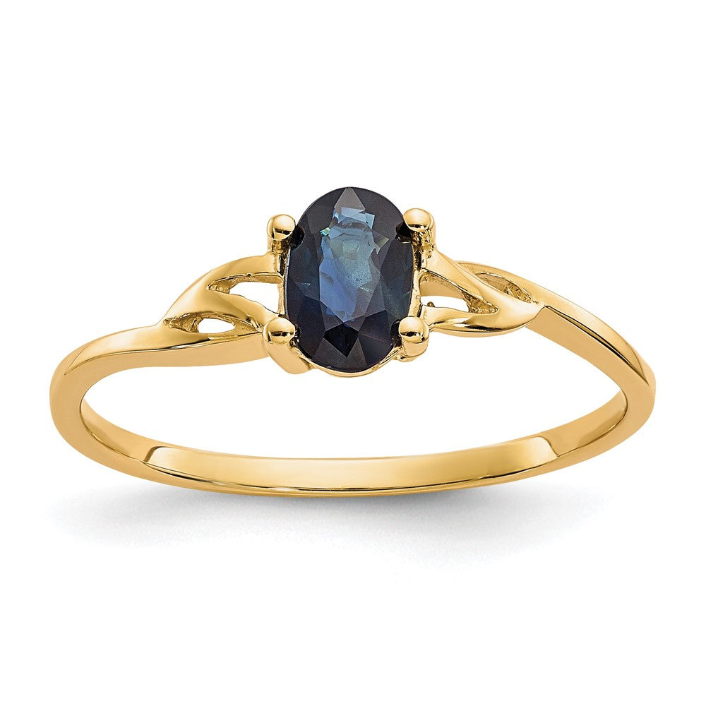 10k Polished 6x Oval Genuine September/ Sapphire Birthstone Size 7 Ring