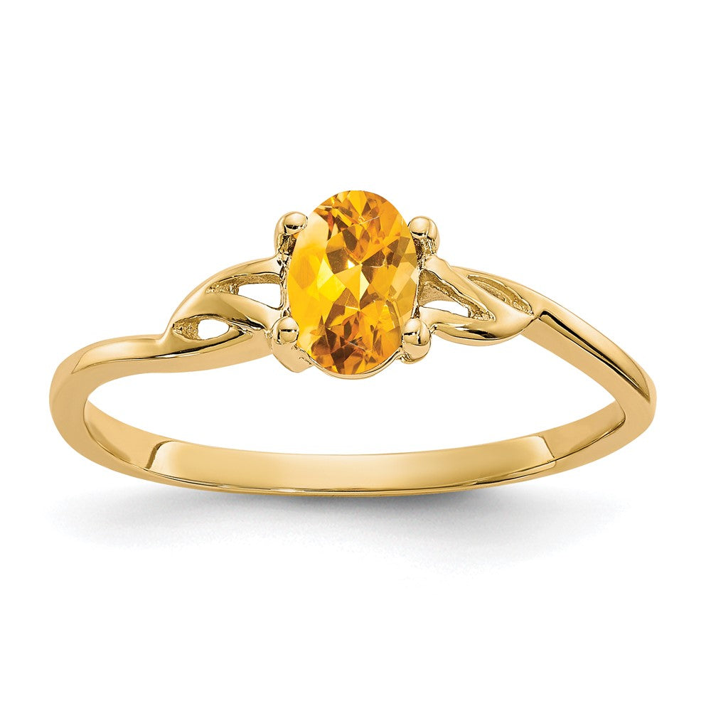 10k Polished 6x Oval Genuine November/ Citrine Birthstone Size 7 Ring