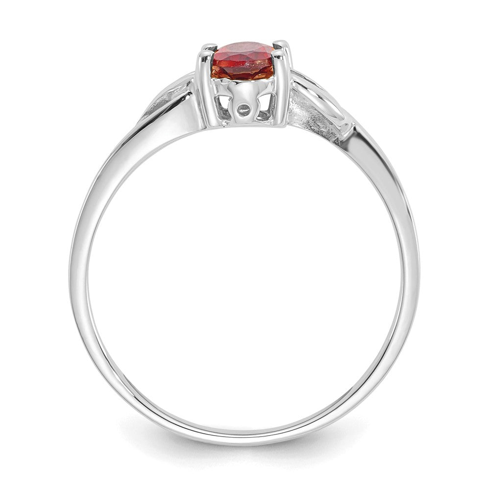 10k White Gold Polished 6x Oval Genuine January/ Garnet Birthstone Size 7 Ring