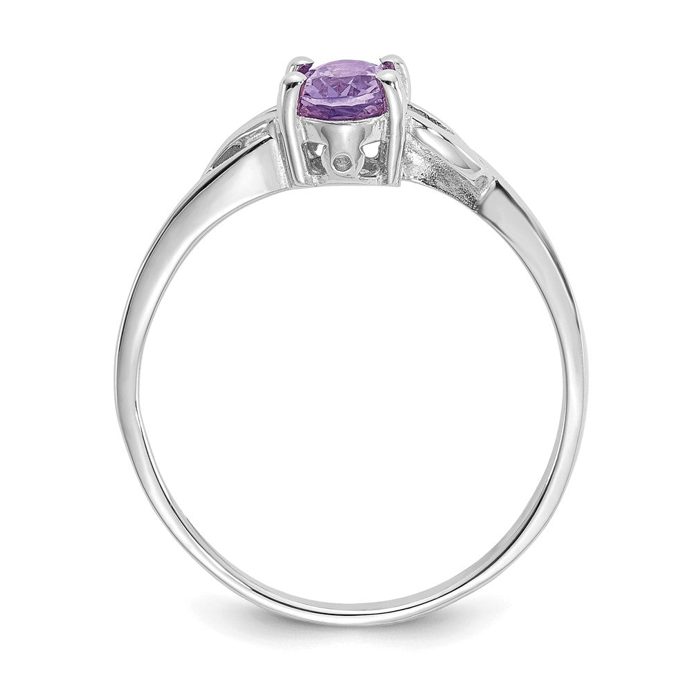 10k White Gold Polished 6x Oval Genuine February/ Amethyst Birthstone Size 7 Ring