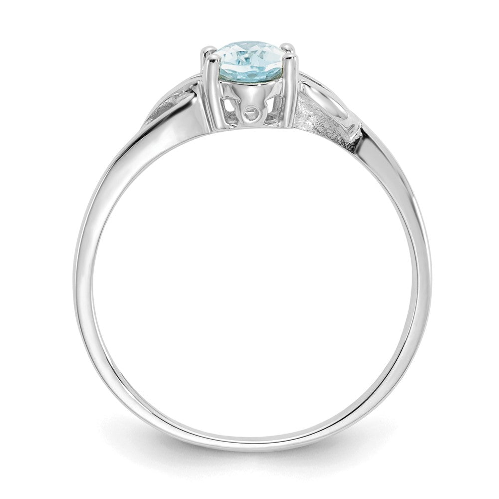 10k White Gold Polished 6x Oval Genuine March/ Aquamarine Birthstone Size 7 Ring