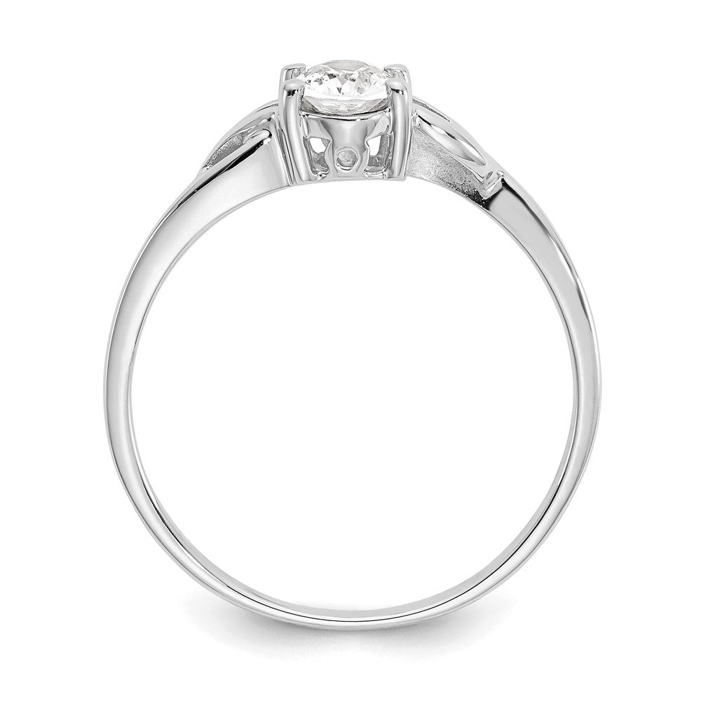 10k White Gold Polished 6x Oval Genuine April/ White Topaz Birthstone Size 7 Ring