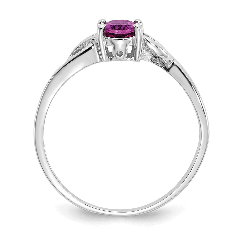 10k White Gold Polished 6x Oval Genuine June/ Rhodolite Garnet Birthstone Size 7 Ring