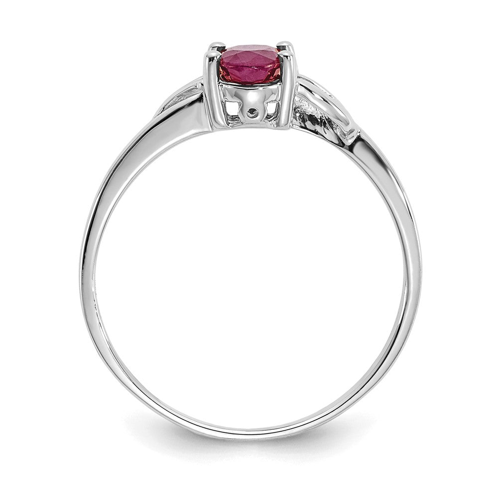 10k White Gold Polished 6x Oval Genuine July/ Ruby Birthstone Size 7 Ring