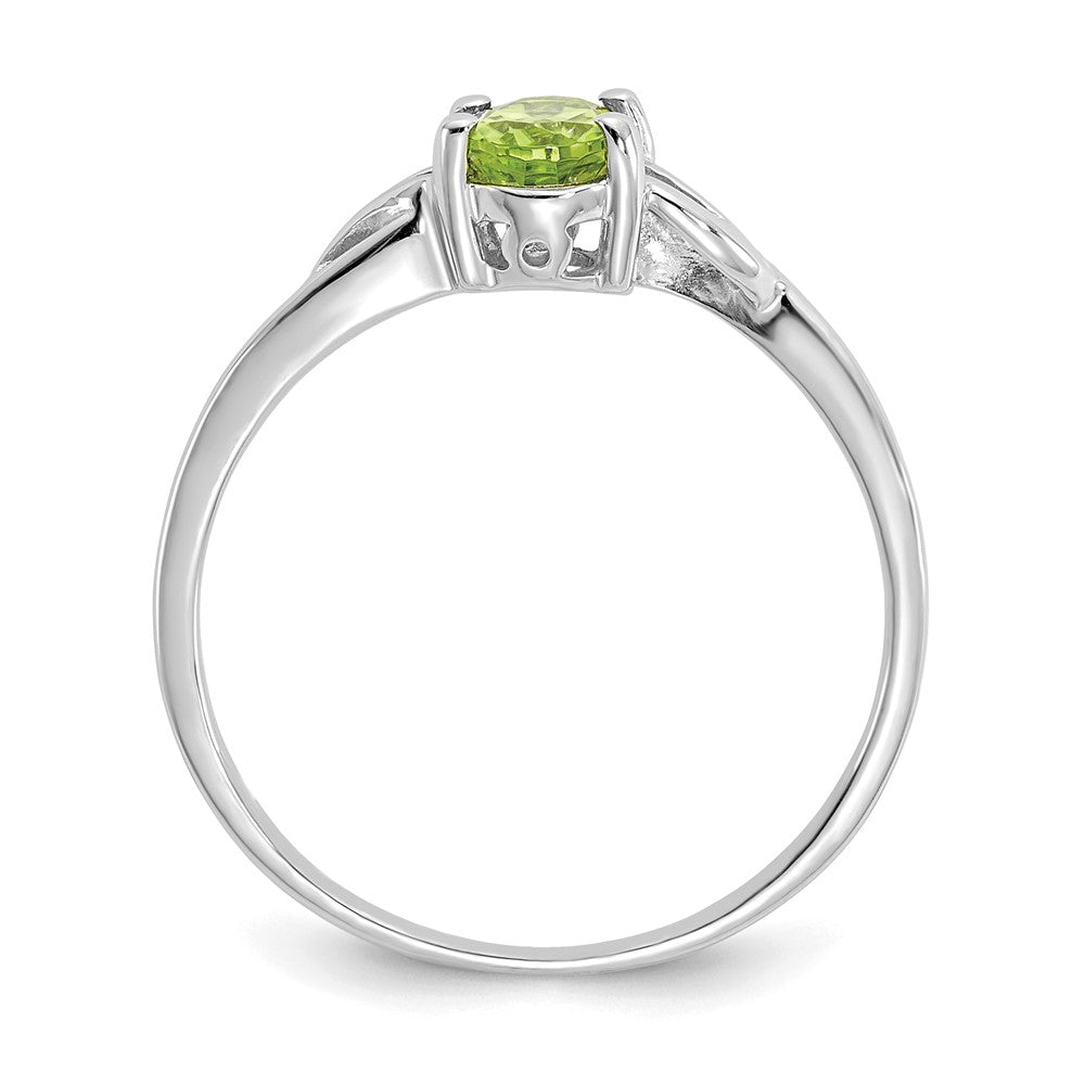 10k White Gold Polished 6x Oval Genuine August/ Peridot Birthstone Size 7 Ring