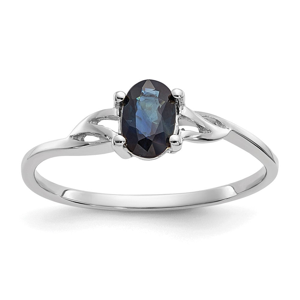 10k White Gold Polished 6x Oval Genuine September/ Sapphire Birthstone Size 7 Ring