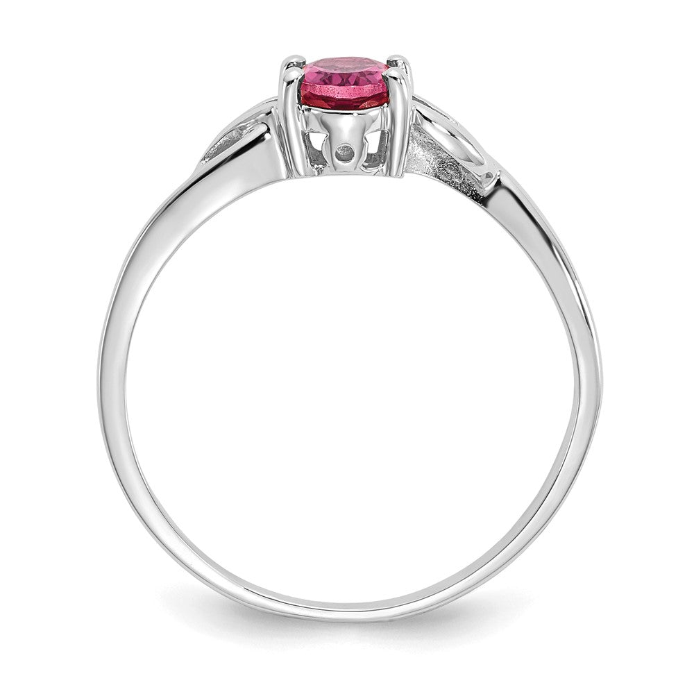 10k White Gold Polished 6x Oval Genuine October/ Pink Tourmaline Birthstone Size 7 Ring