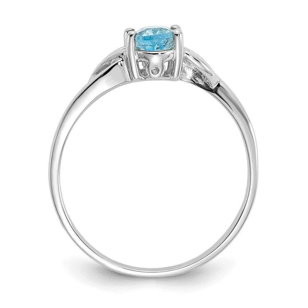 10k White Gold Polished 6x Oval Genuine December/ Blue Topaz Birthstone Size 7 Ring