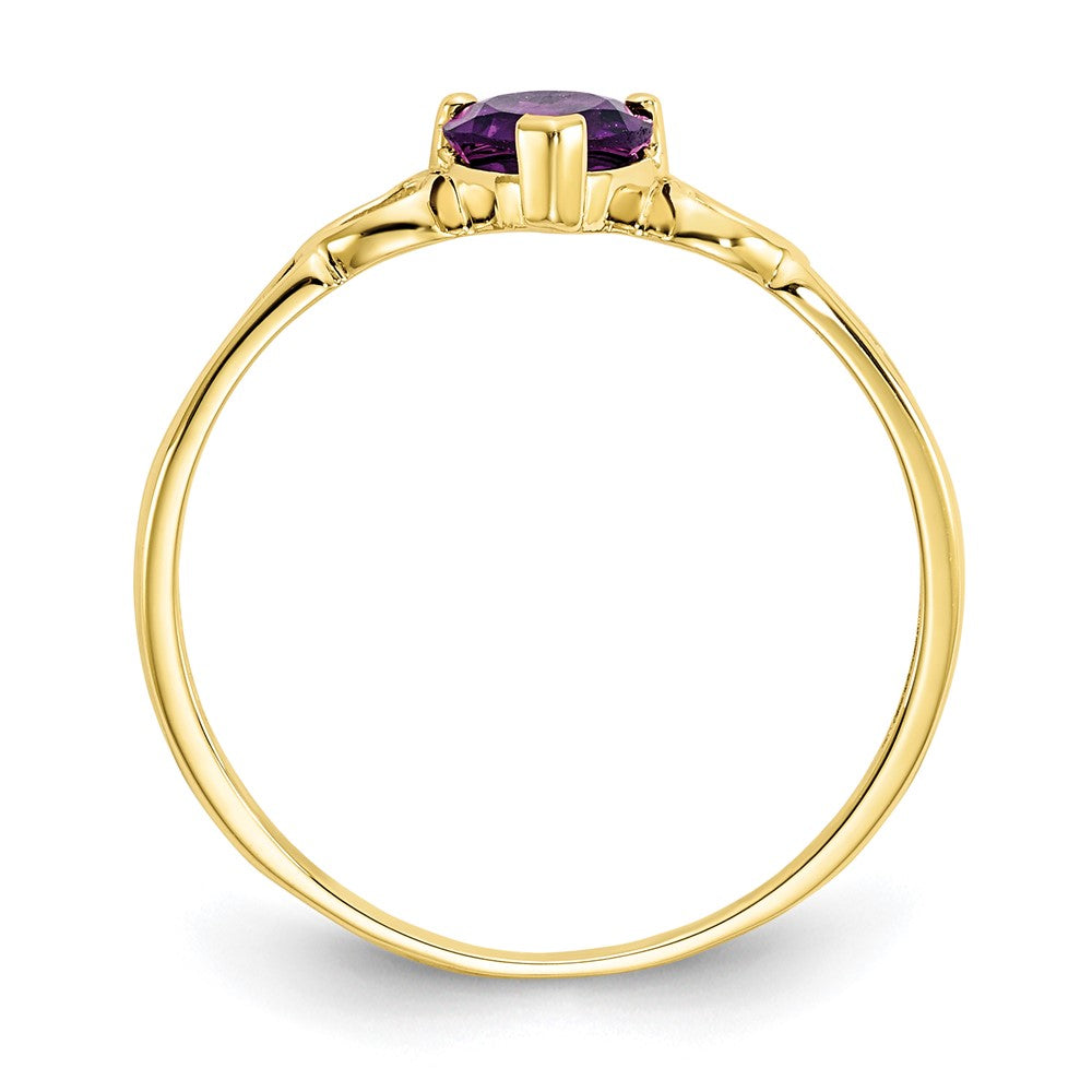 10k Polished Heart Genuine February/ Amethyst Birthstone Size 7 Ring