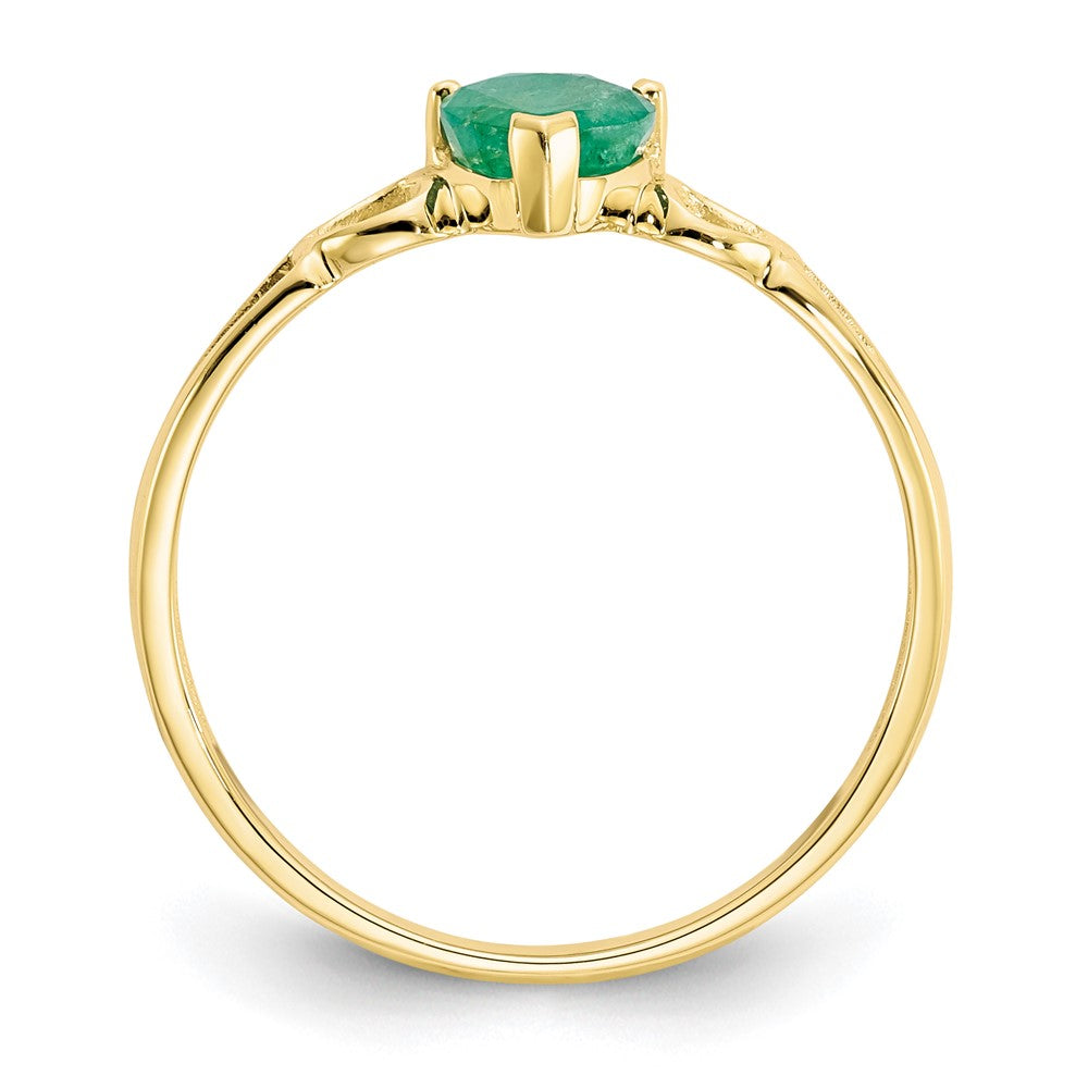 10k Polished Heart Genuine May/ Emerald Birthstone Size 7 Ring