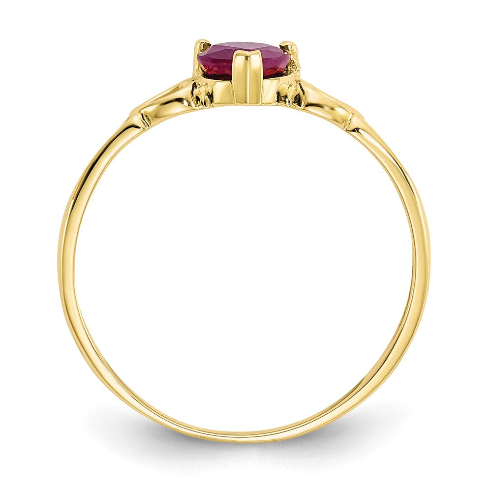 10k Polished Heart Genuine July/ Ruby Birthstone Size 7 Ring