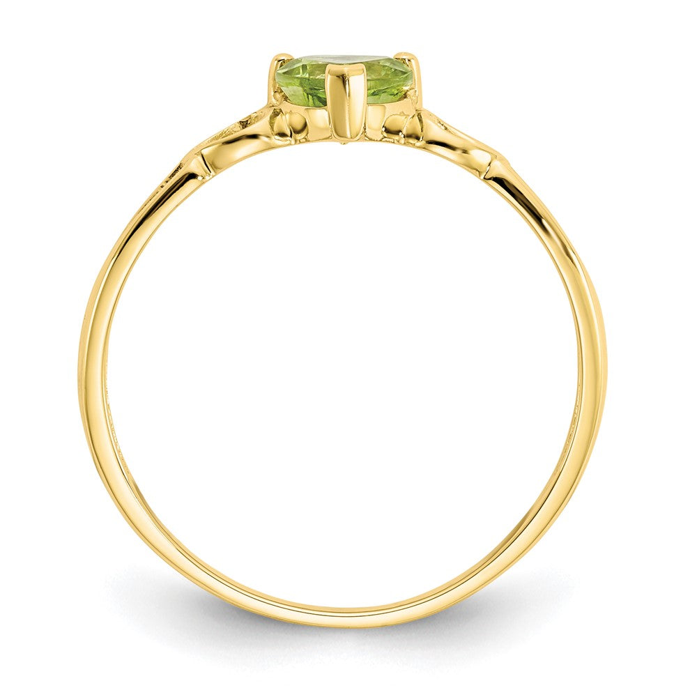 10k Polished Heart Genuine August/ Peridot Birthstone Size 7 Ring