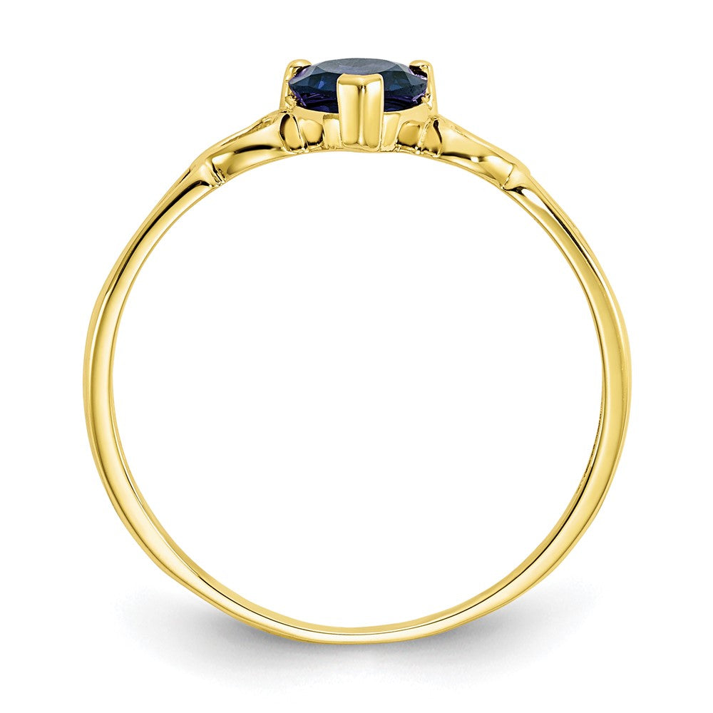 10k Polished Heart Genuine September/ Sapphire Birthstone Size 7 Ring