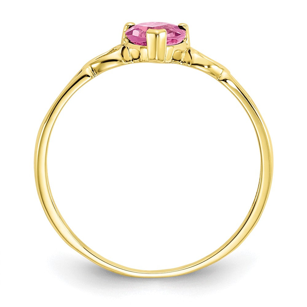 10k Polished Heart Genuine October/ Pink Tourmaline Birthstone Size 7 Ring