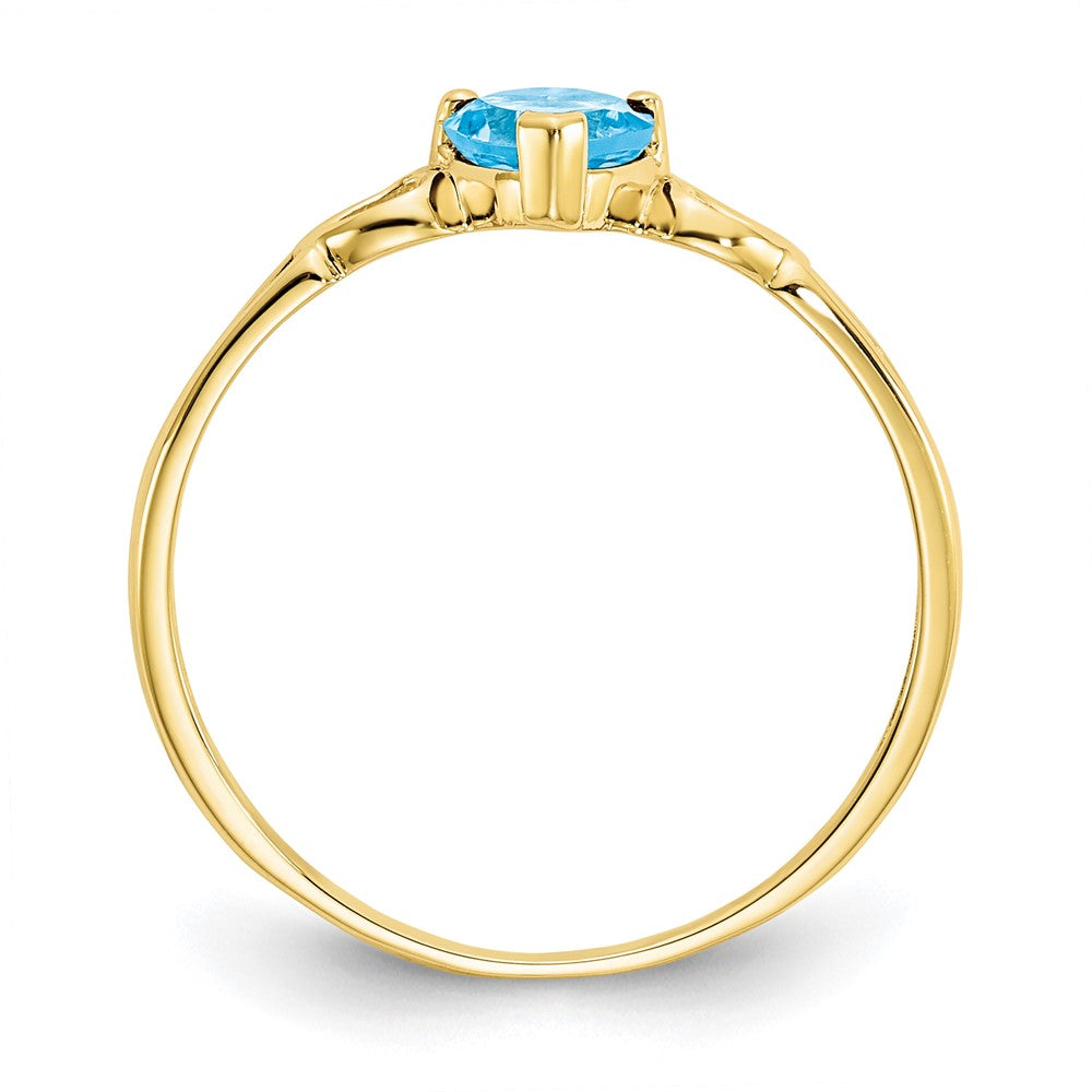 10k Polished Heart Genuine December/ Blue Topaz Birthstone Size 7 Ring