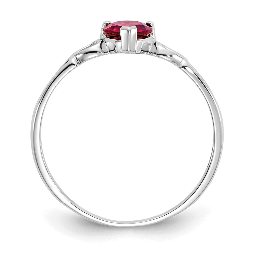 10k White Gold Polished Heart Genuine January/ Garnet Birthstone Size 7 Ring
