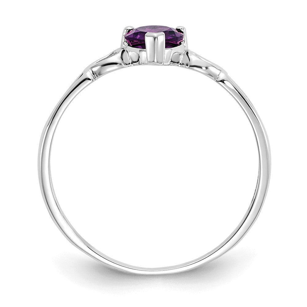 10k White Gold Polished Heart Genuine February/ Amethyst Birthstone Size 7 Ring