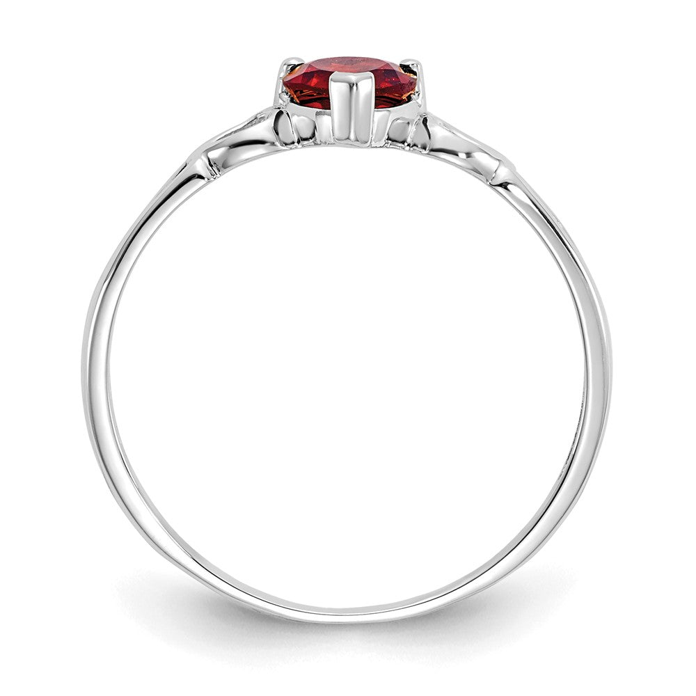 10k White Gold Polished Heart Genuine June/ Rhodolite Garnet Birthstone Size 7 Ring
