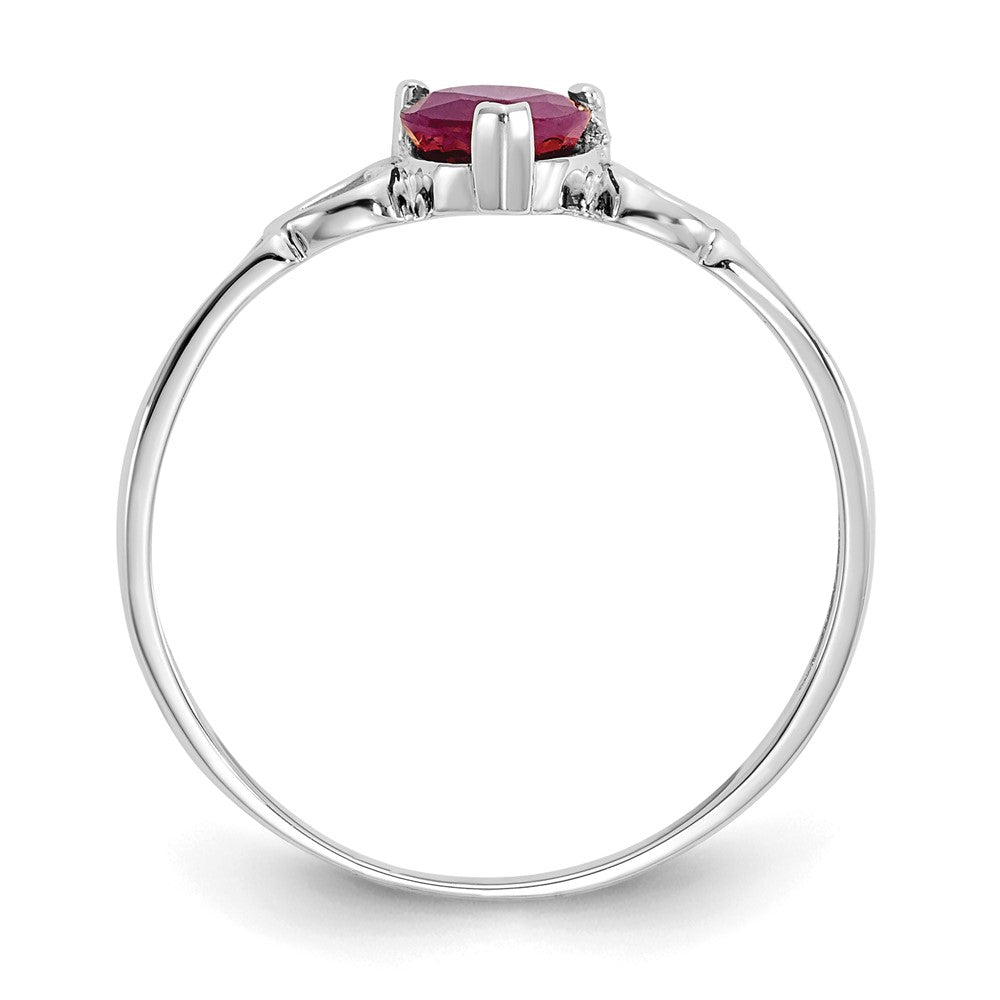 10k White Gold Polished Heart Genuine July/ Ruby Birthstone Size 7 Ring