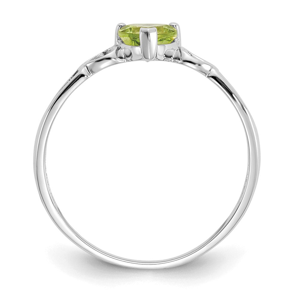 10k White Gold Polished Heart Genuine August/ Peridot Birthstone Size 7 Ring