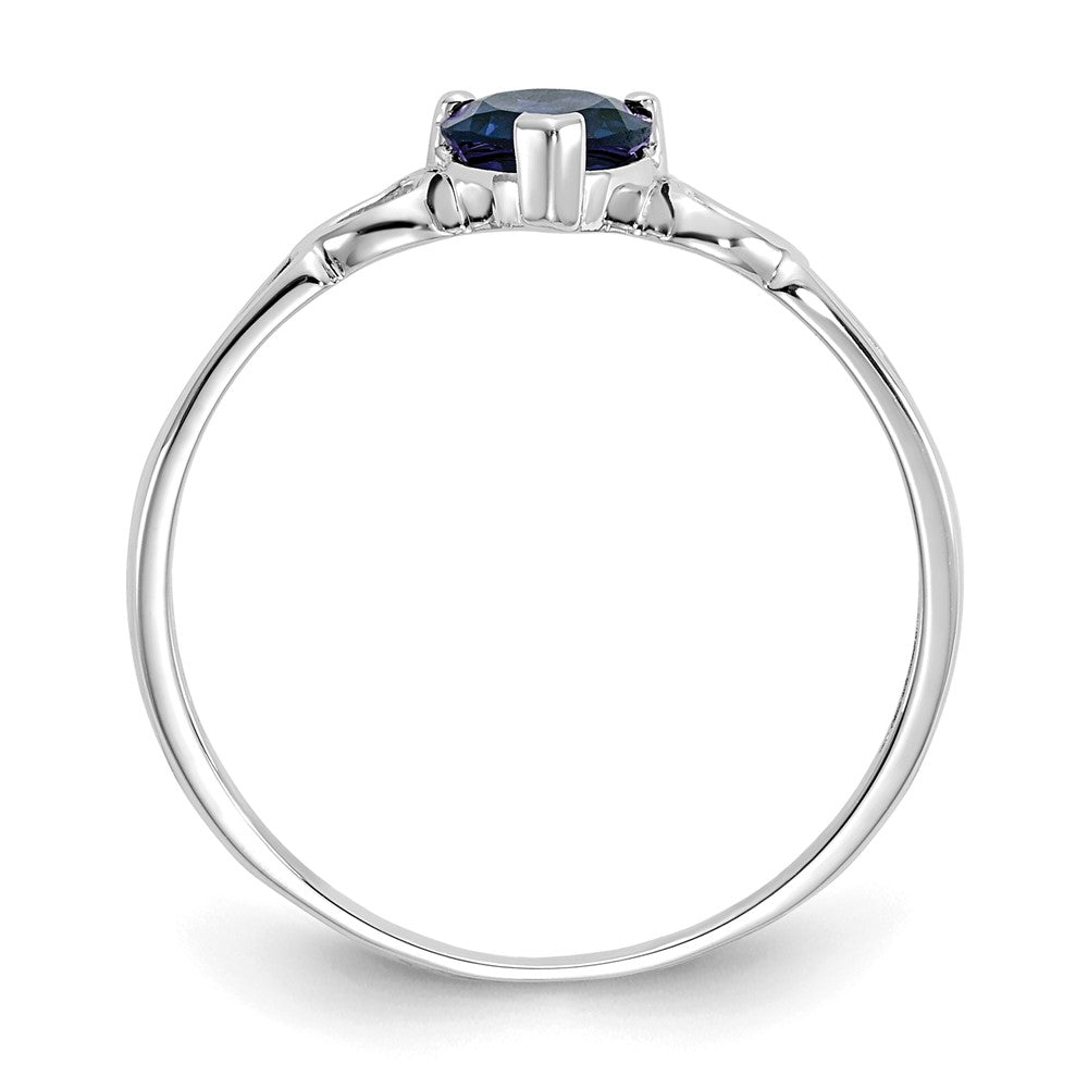 10k White Gold Polished Heart Genuine September/ Sapphire Birthstone Size 7 Ring
