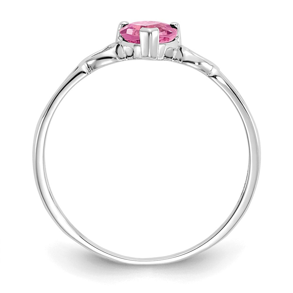10k White Gold Polished Heart Genuine October/ Pink Tourmaline Birthstone Size 7 Ring